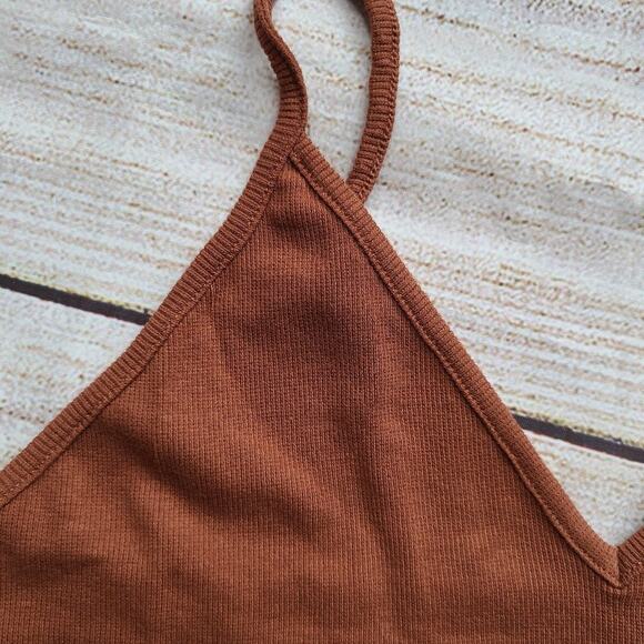 BP Bodysuit Ribbed V-Neck Tank Rust Size XL - Picture 3 of 7